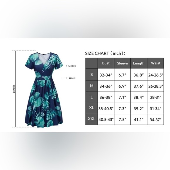 V-Neck Midi Dress Casual Boho Floral Short Sleeve Sundress A-Line Swing - Picture 10 of 11